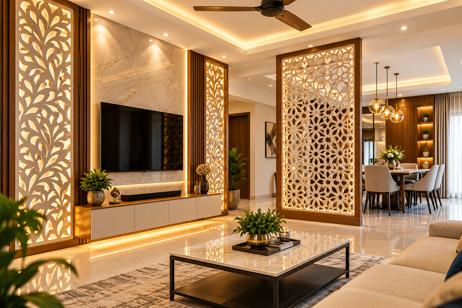 CNC Jali Cutting Design - Galaxy Interiors